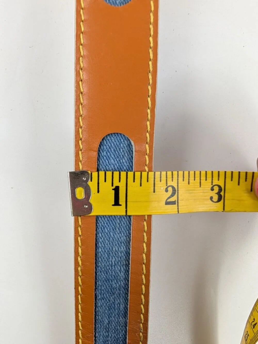 Vintage Dore's Jeans Ville Leather Belt Denim Jean Inset Mens 32 x 1.5